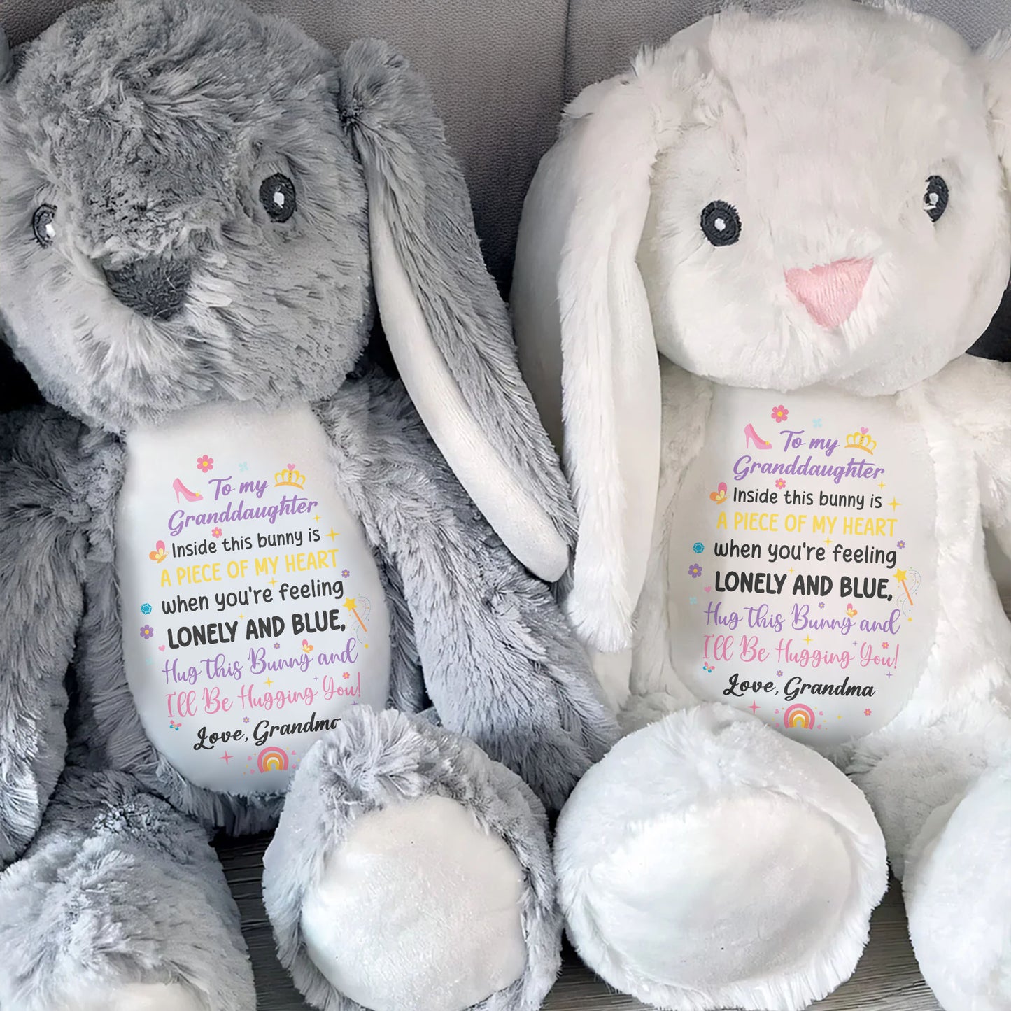To My Granddaughter, Inside This Bunny Is A Piece Of My Heart, Stuffed Bunny - Personalized Stuffed Bunny - GDT267_BUN