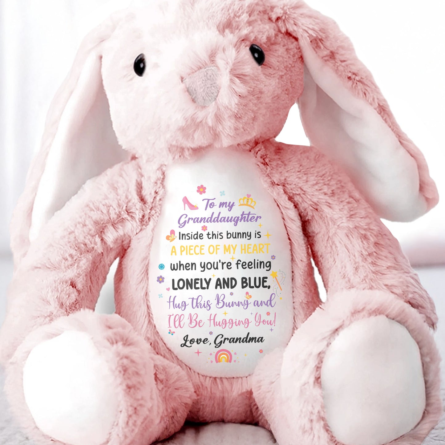 To My Granddaughter, Inside This Bunny Is A Piece Of My Heart, Stuffed Bunny - Personalized Stuffed Bunny - GDT267_BUN