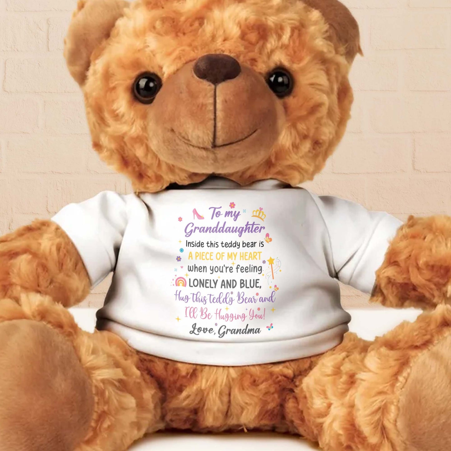 To My Granddaughter, Inside This Teddy Bear Is A Piece Of My Heart, Teddy Bear And Heart - Personalized Custom Cuddle Bear - GDT267_TED