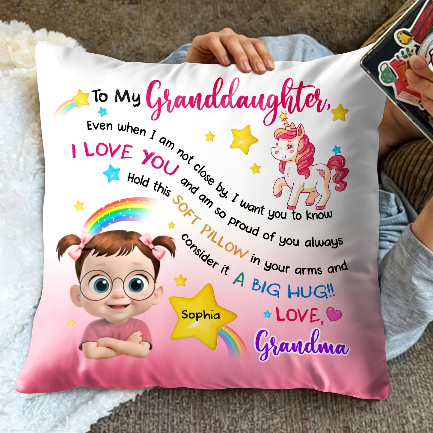 To My Granddaughter, Even when I am not close by, I want you to know I LOVE YOU, Unicorn and Rainbow
