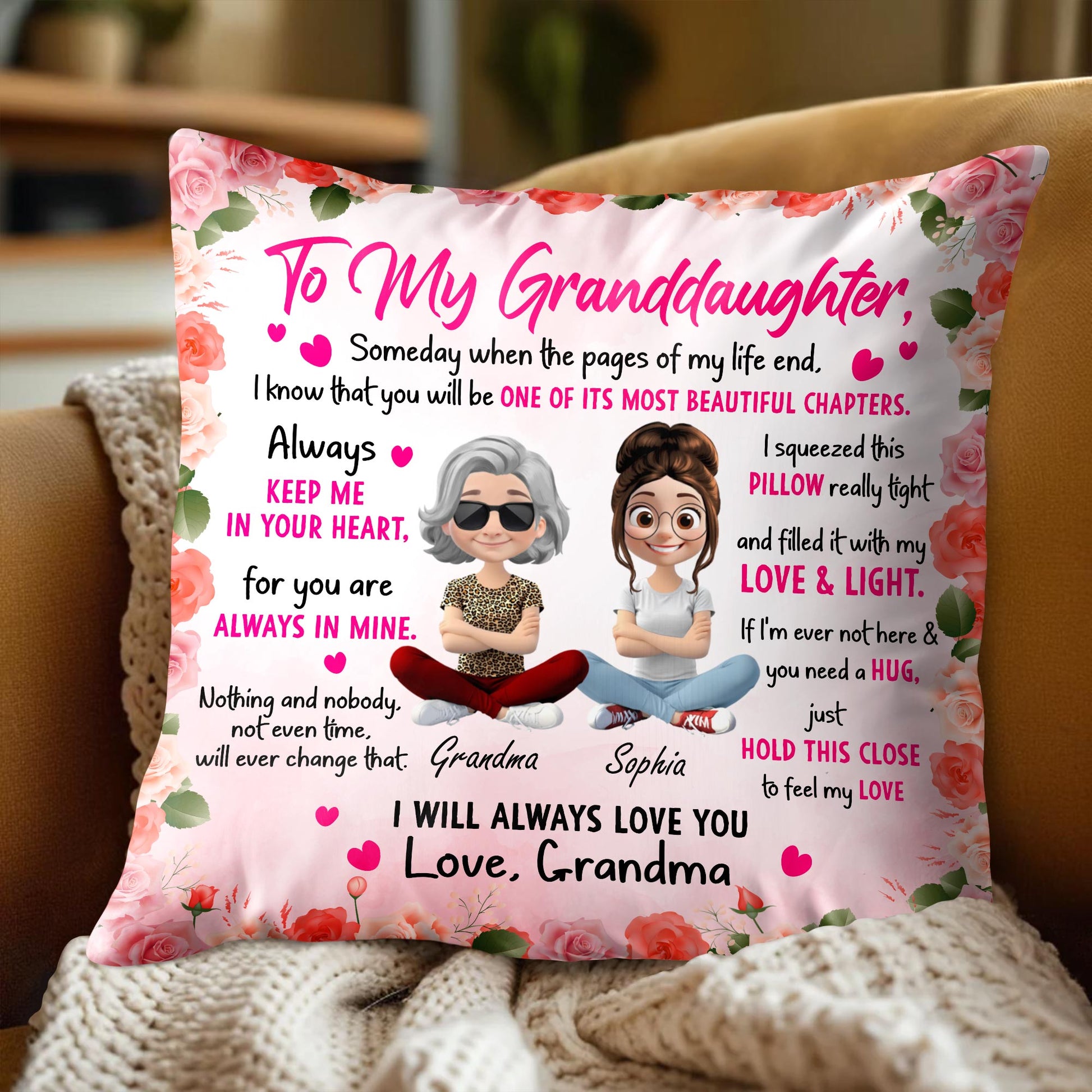 To My Granddaughter, Someday When The Pages Of My Life End, Flowers and Hearts