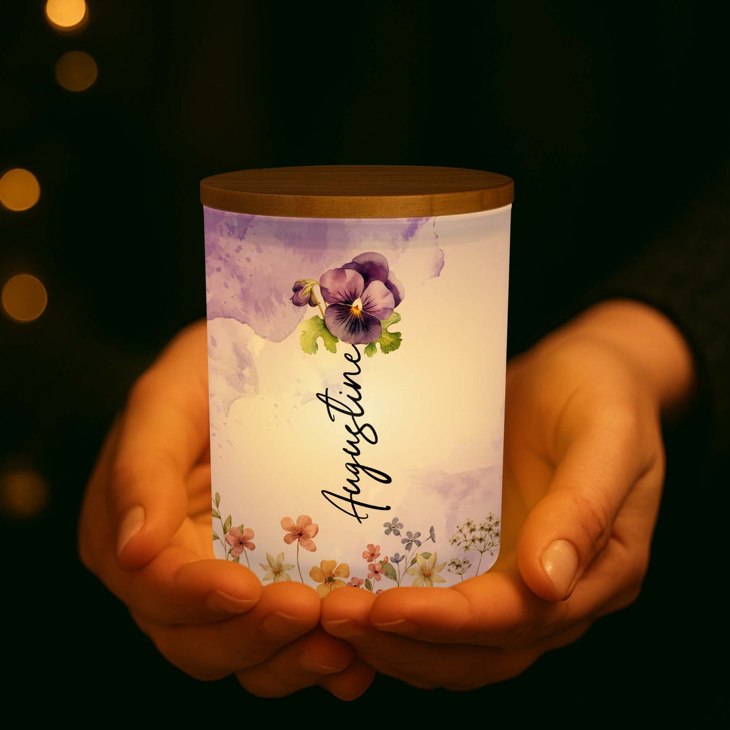 Always Shine Violet Flowers Glass Jar