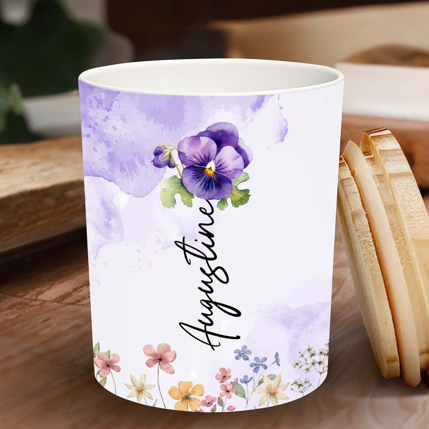 Always Shine Violet Flowers Glass Jar