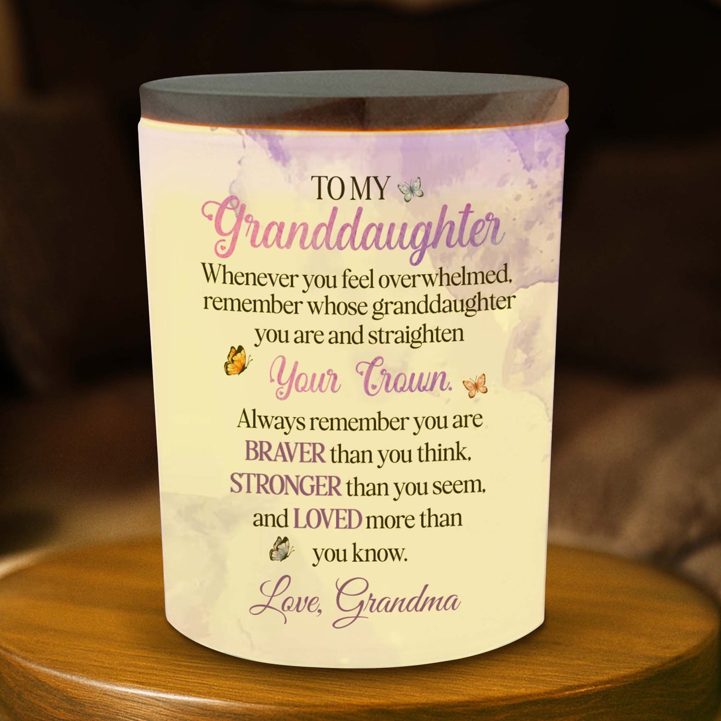 Always Shine Violet Flowers Glass Jar
