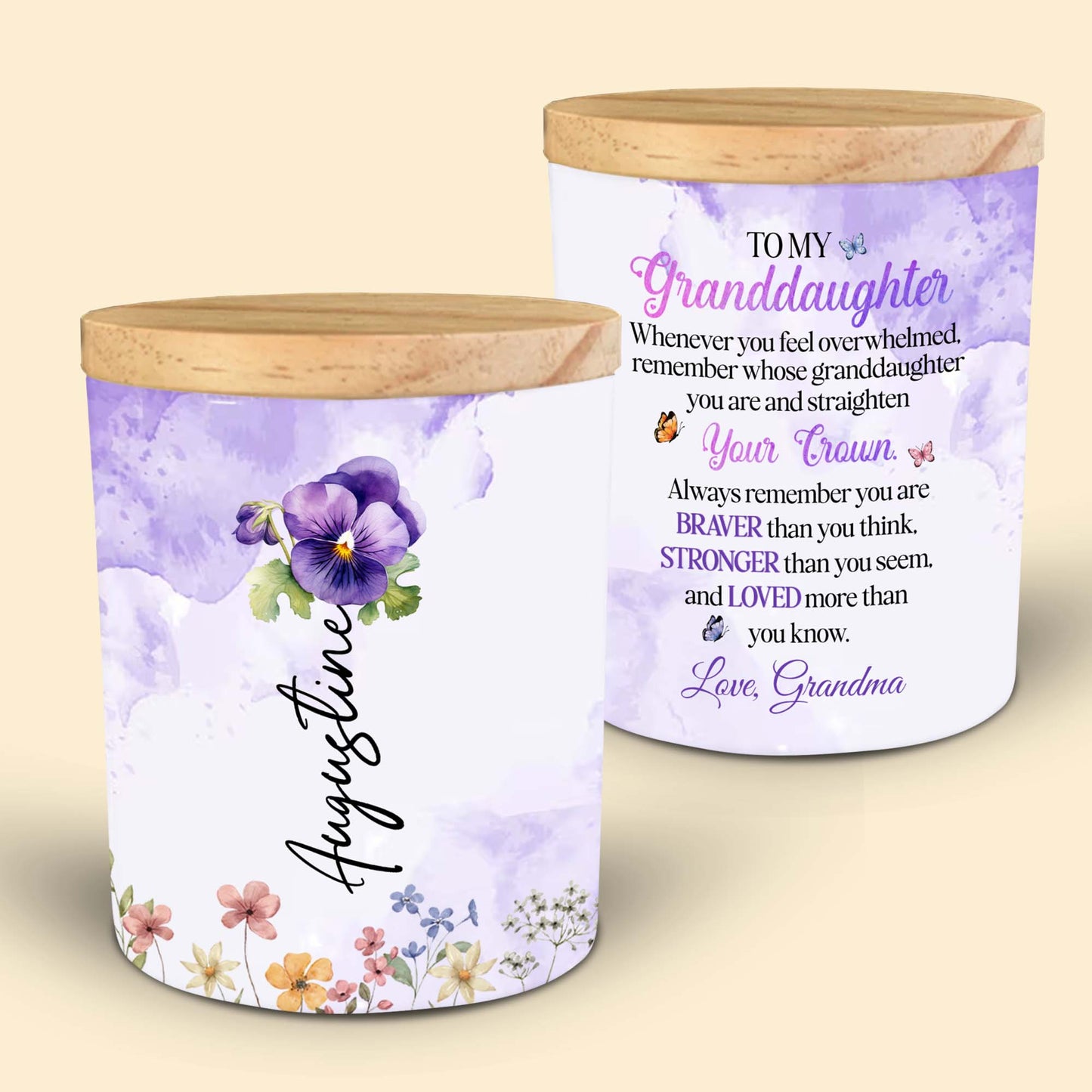 Always Shine Violet Flowers Glass Jar