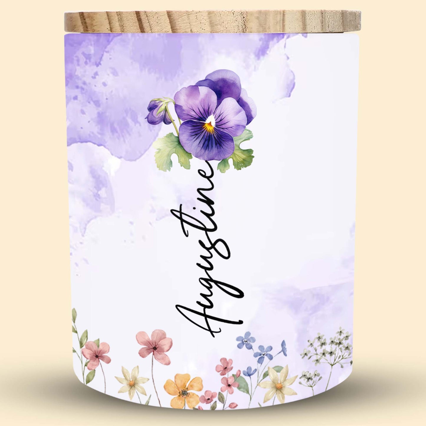 Always Shine Violet Flowers Glass Jar