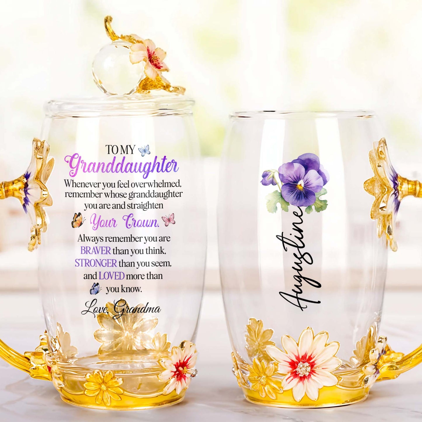 Personalized Enamel Flower Tea Cup Featuring Elegant Floral Design