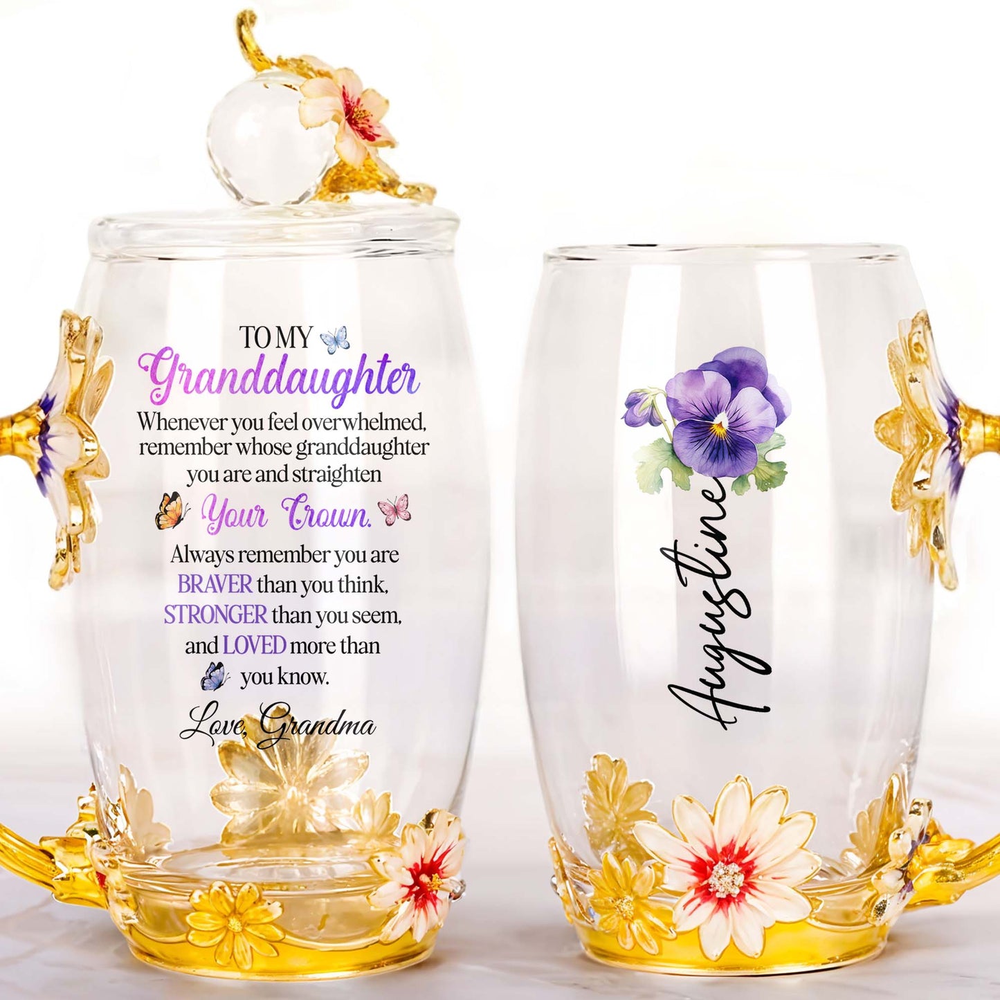 Personalized Enamel Flower Tea Cup Featuring Elegant Floral Design