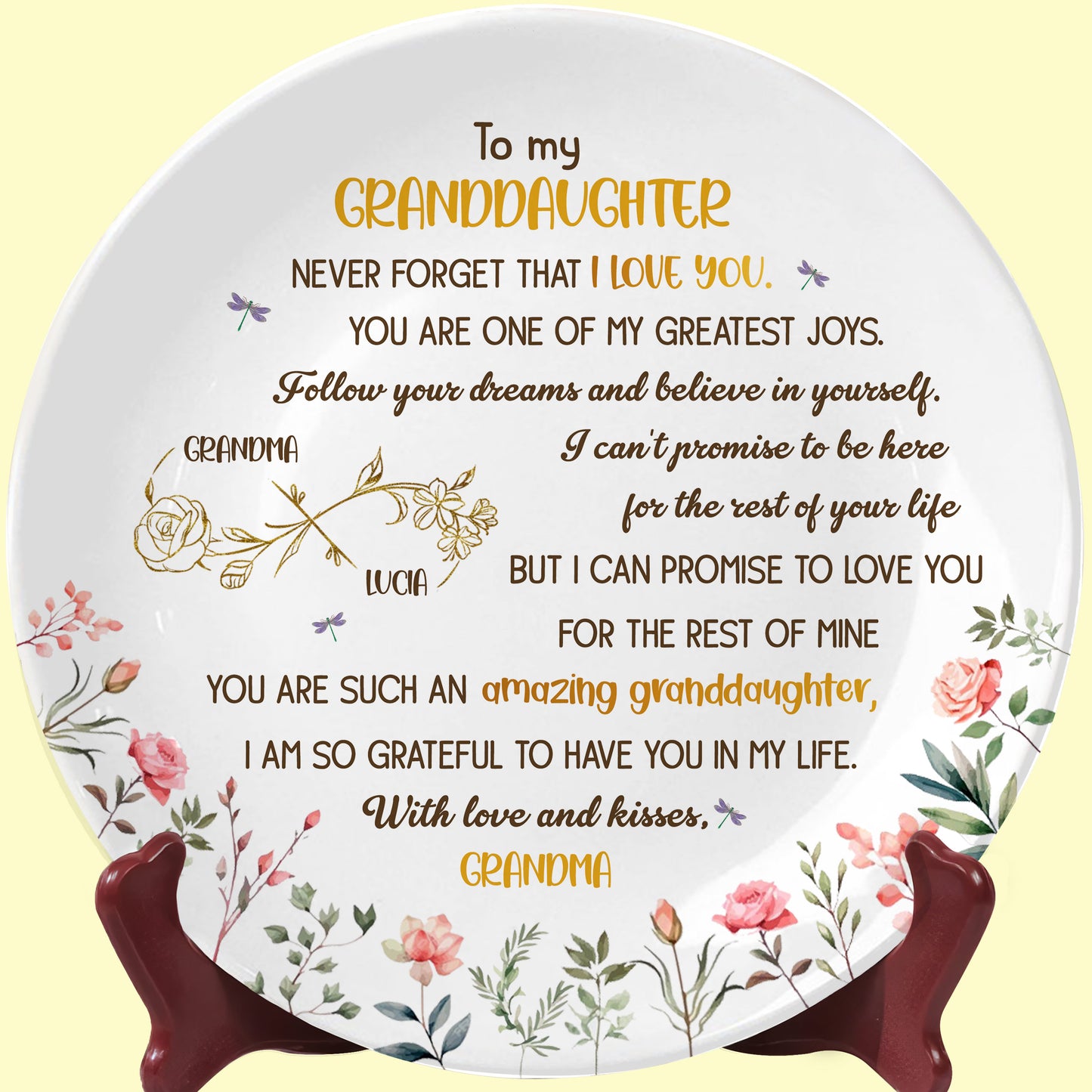 To My Granddaughter, Never Forget That I Love You, Flowers and Bows