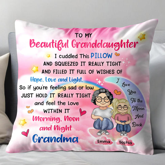 À ma belle petite-fille, coussin douillet, espoir, amour, lumière, étoiles, cœurs - Coussin personnalisé, insert inclus - GDT276_PLW