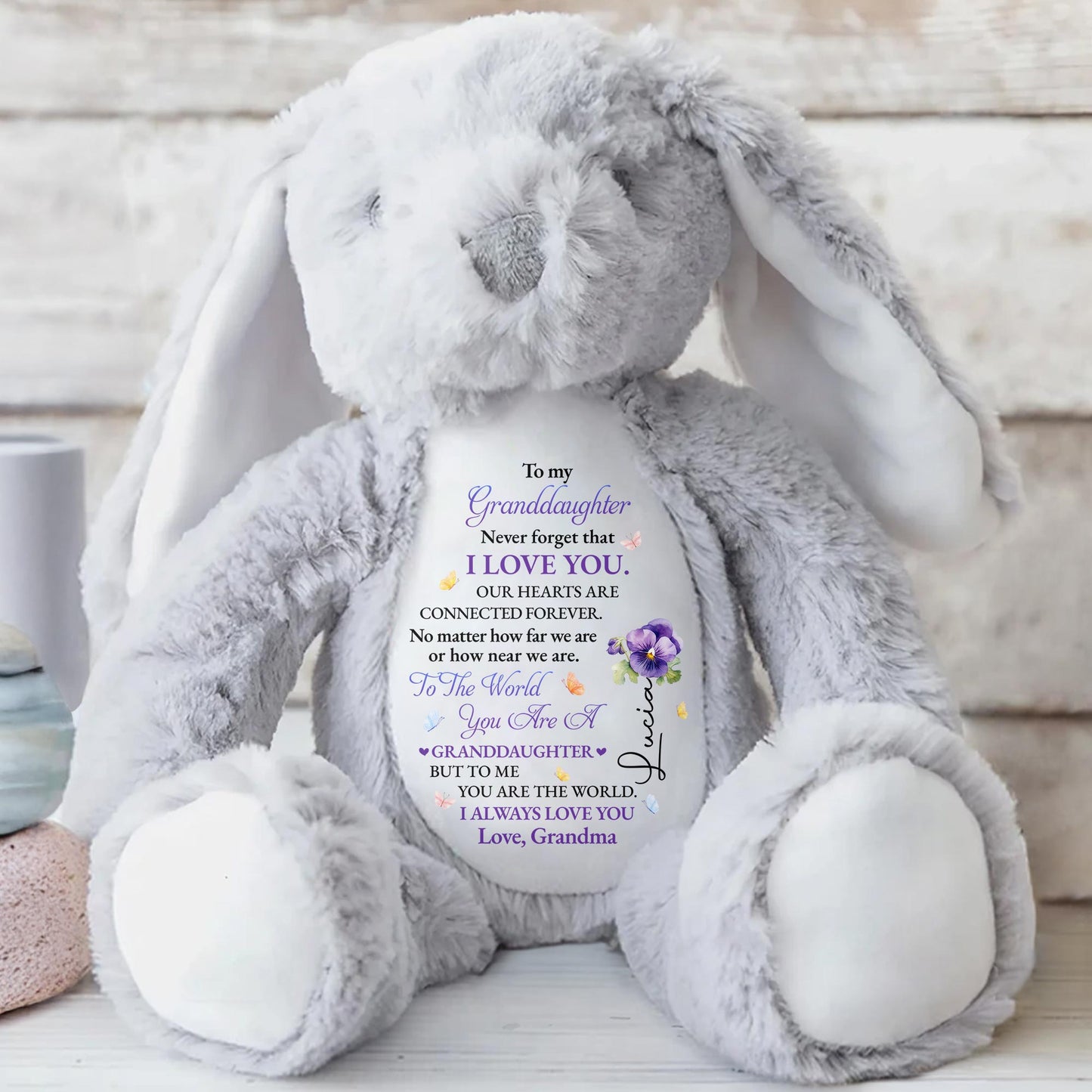 To My Granddaughter, Never Forget That I Love You, Bunny and Flowers