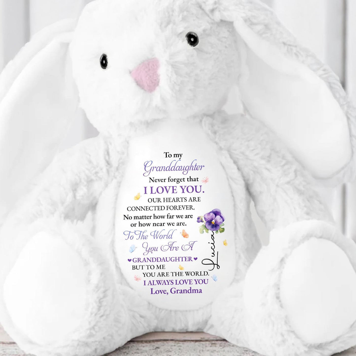 To My Granddaughter, Never Forget That I Love You, Bunny and Flowers
