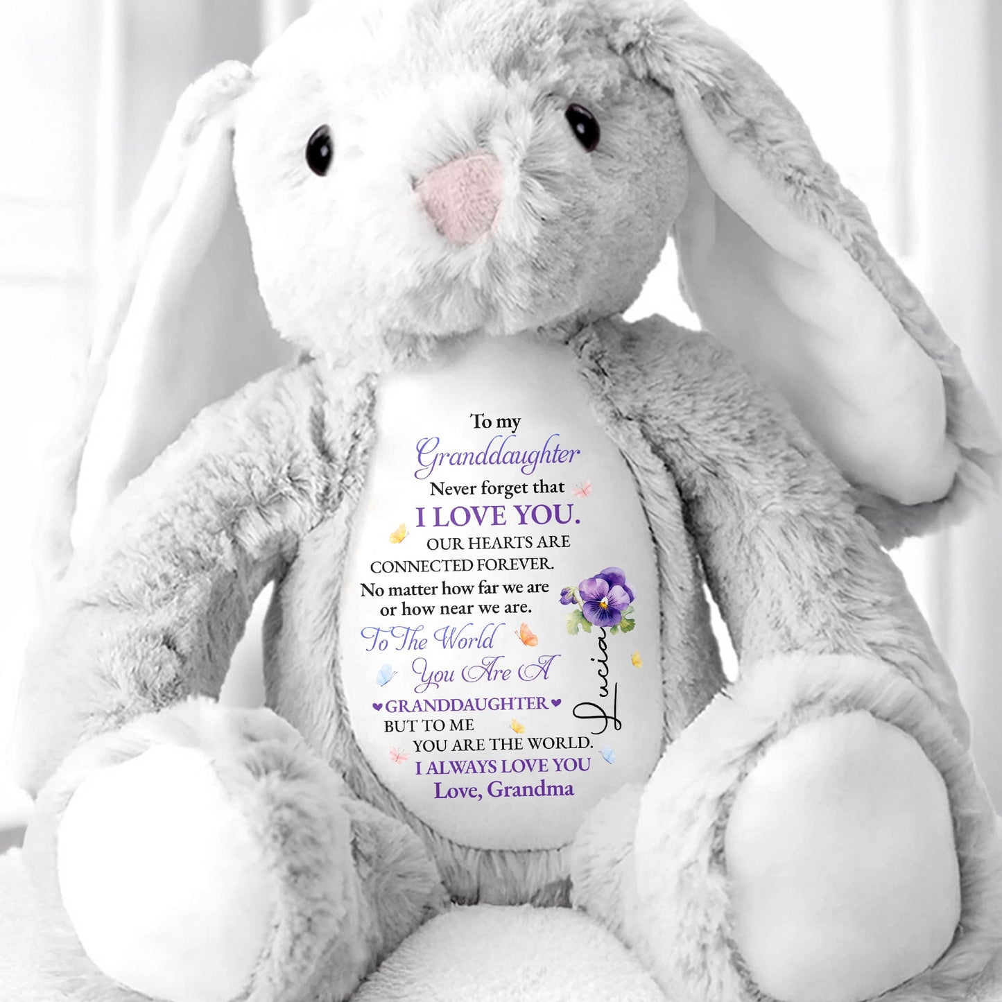 To My Granddaughter, Never Forget That I Love You, Bunny and Flowers