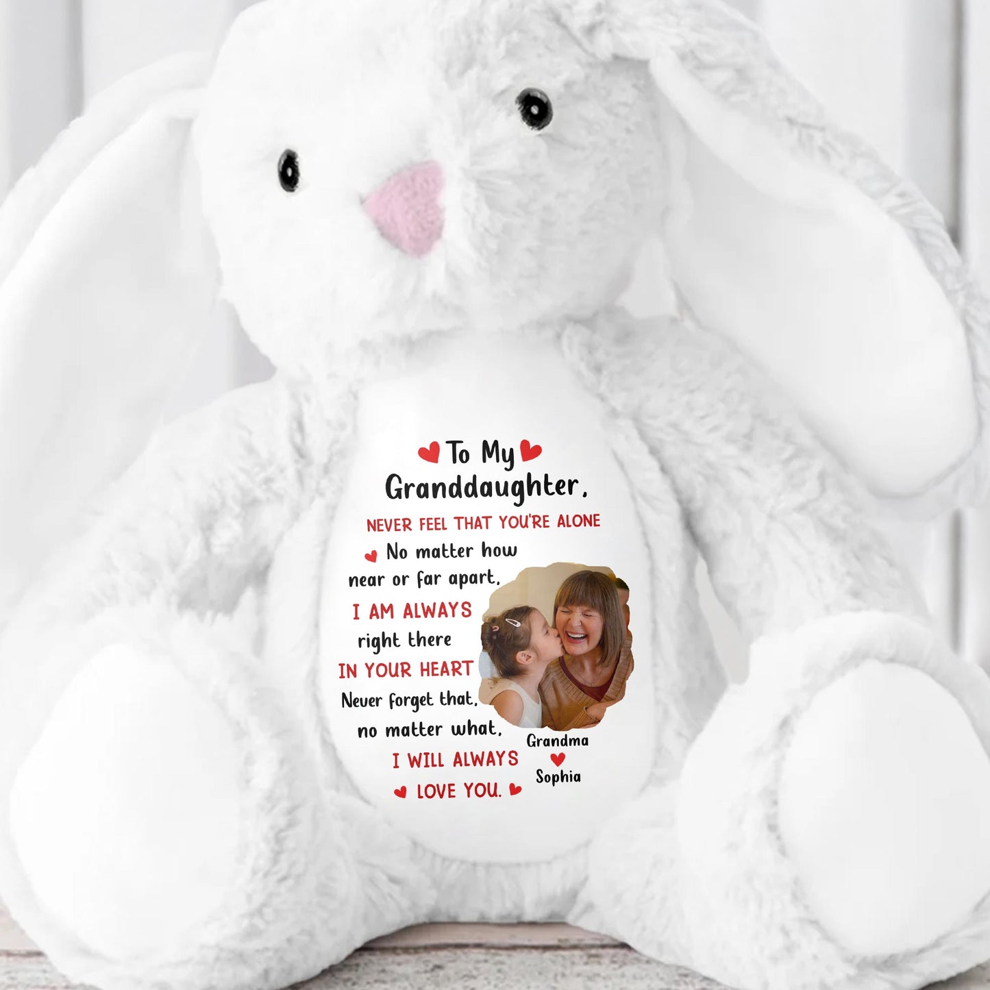 To My Granddaughter, Never Feel That You're Alone, Heart and Personalized Photo