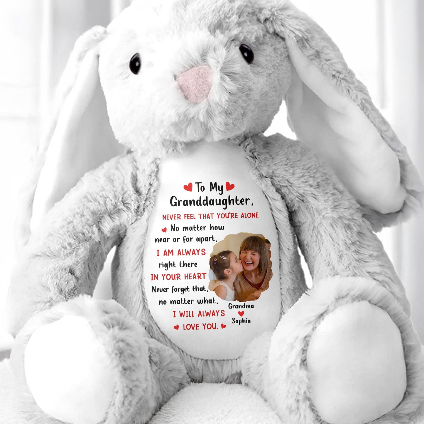 To My Granddaughter, Never Feel That You're Alone, Heart and Personalized Photo