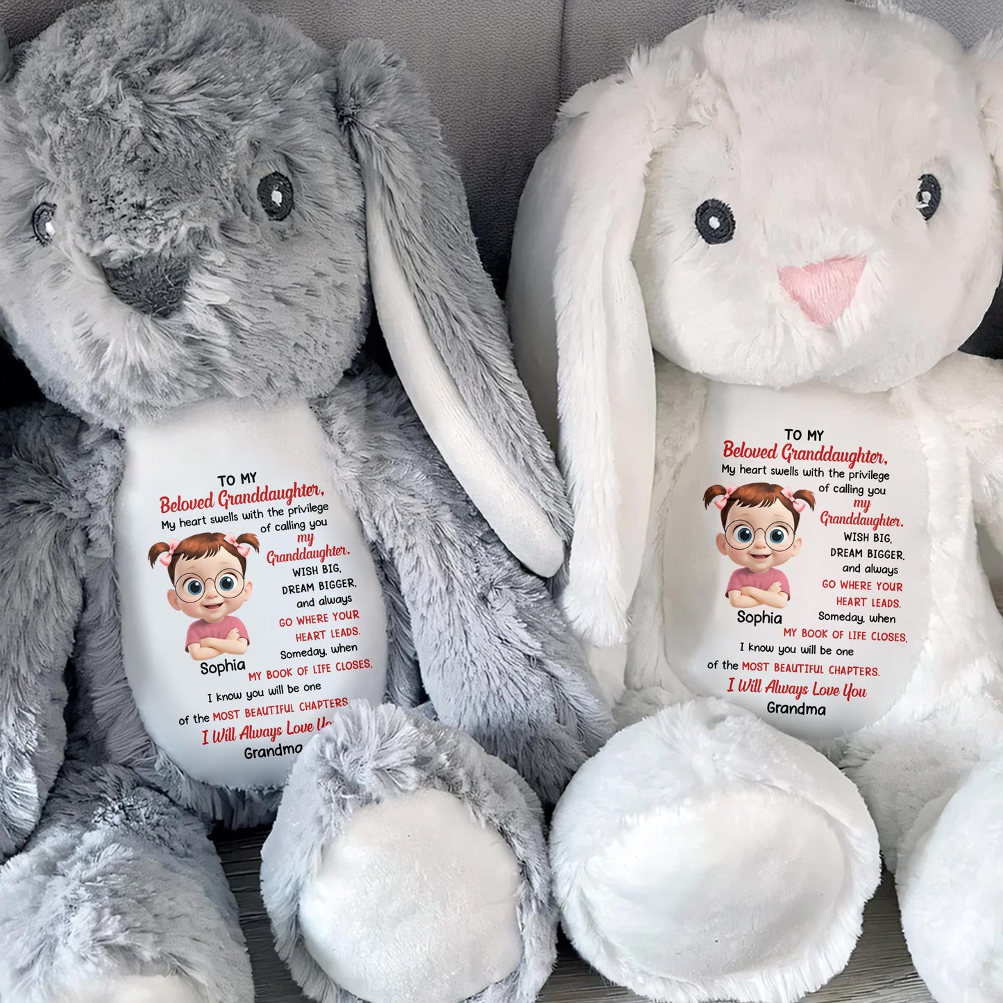 To My Beloved Granddaughter, Wish Big, Dream Bigger, Stuffed Bunny
