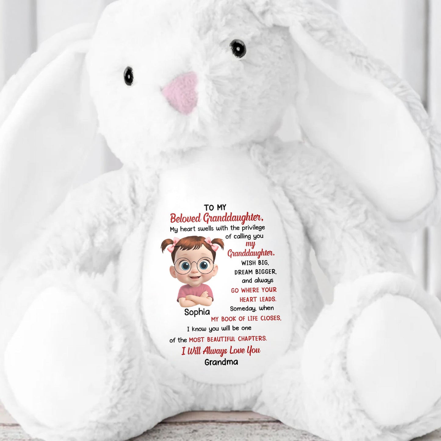 To My Beloved Granddaughter, Wish Big, Dream Bigger, Stuffed Bunny