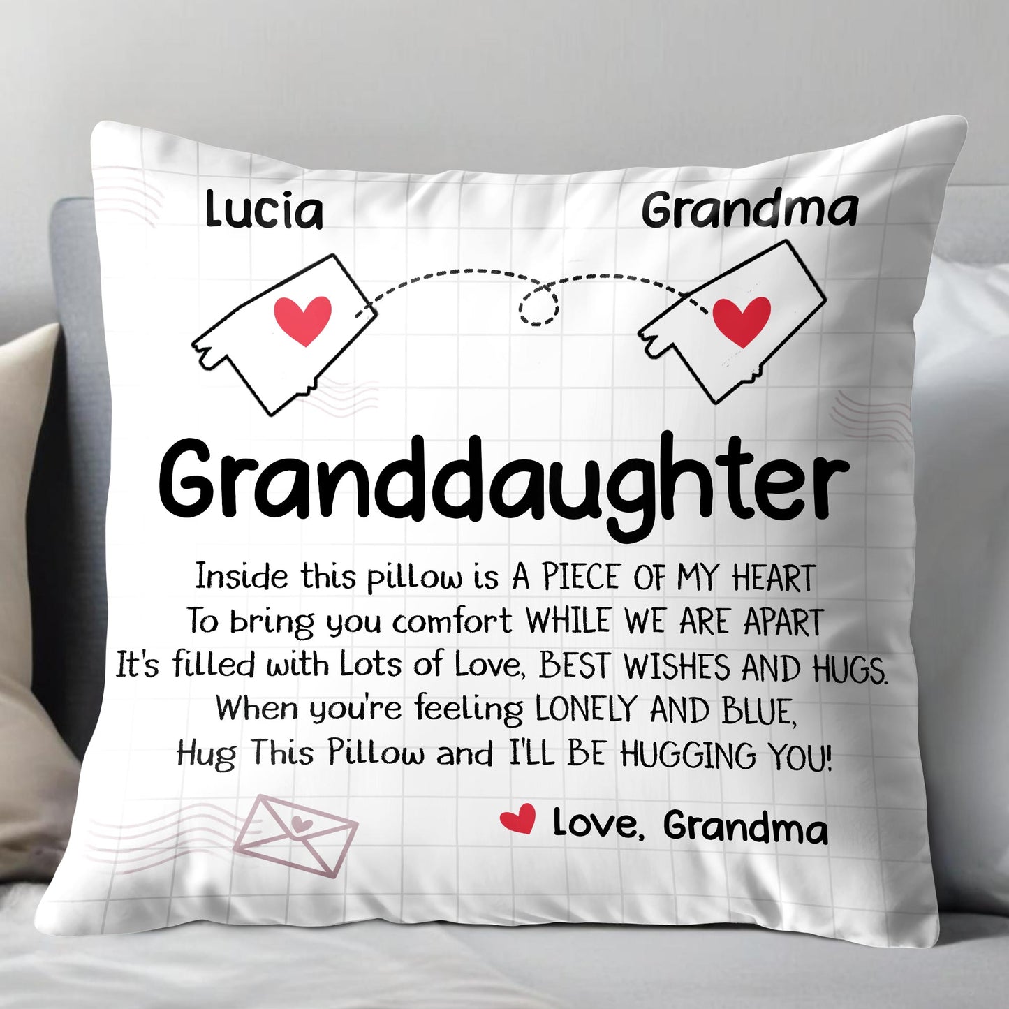 Inside This Pillow Is A Piece Of My Heart, Heart And Envelopes - Personalized Custom Pillow, Insert Included - GDT287_PLW