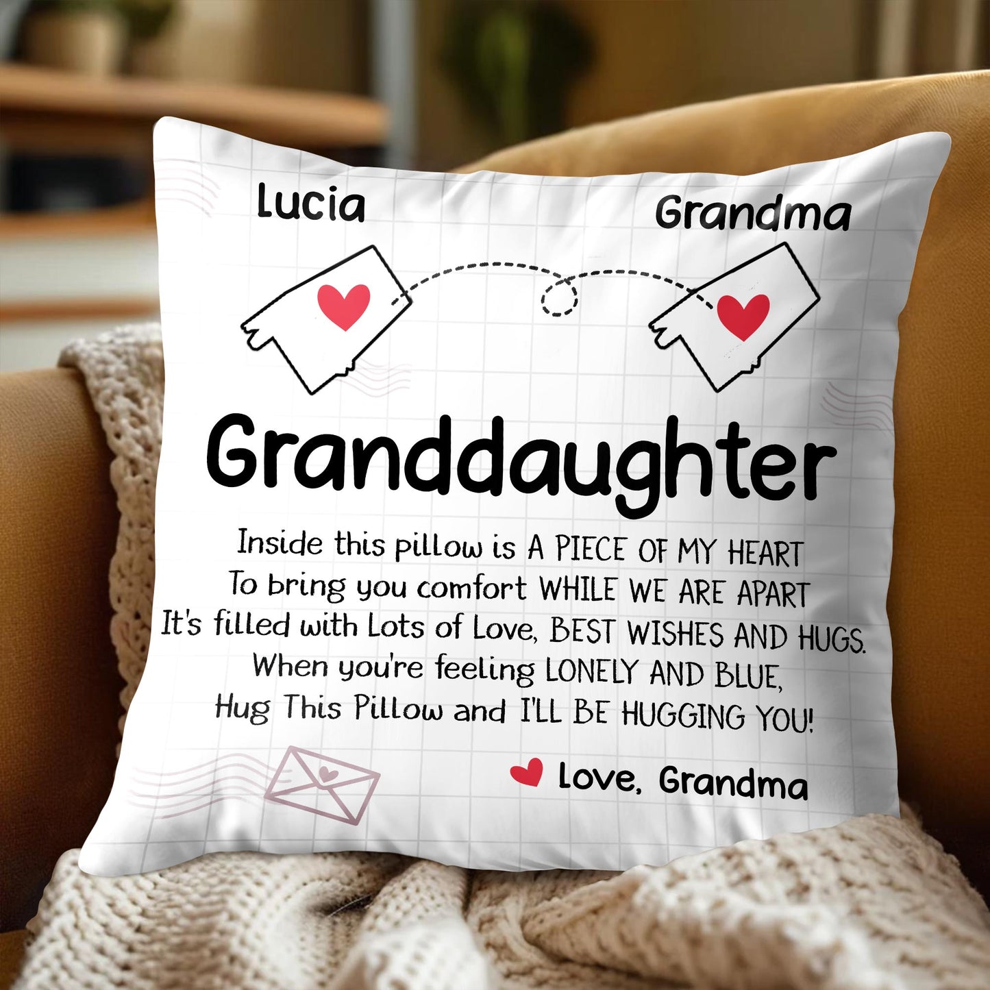 Inside This Pillow Is A Piece Of My Heart, Heart And Envelopes - Personalized Custom Pillow, Insert Included - GDT287_PLW