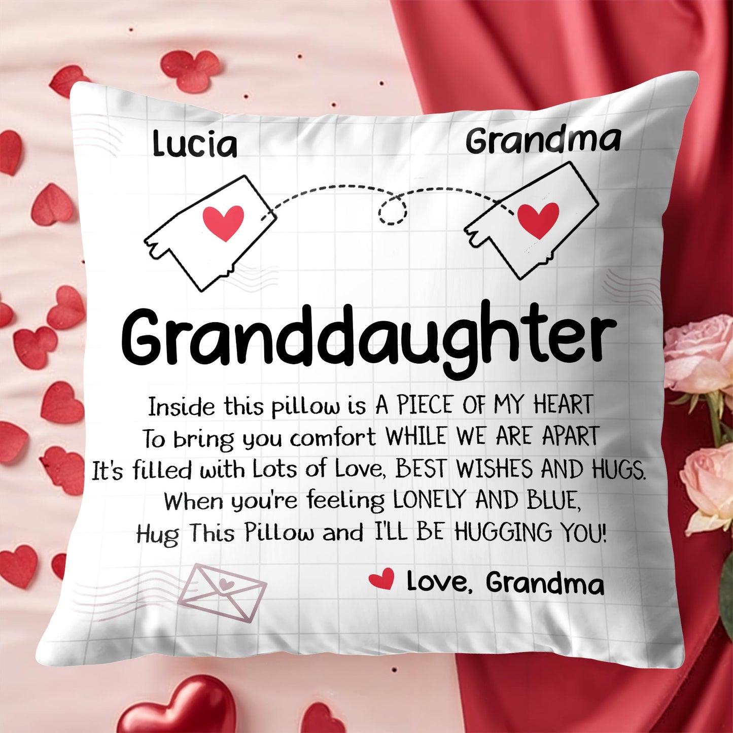 Inside This Pillow Is A Piece Of My Heart, Heart And Envelopes - Personalized Custom Pillow, Insert Included - GDT287_PLW