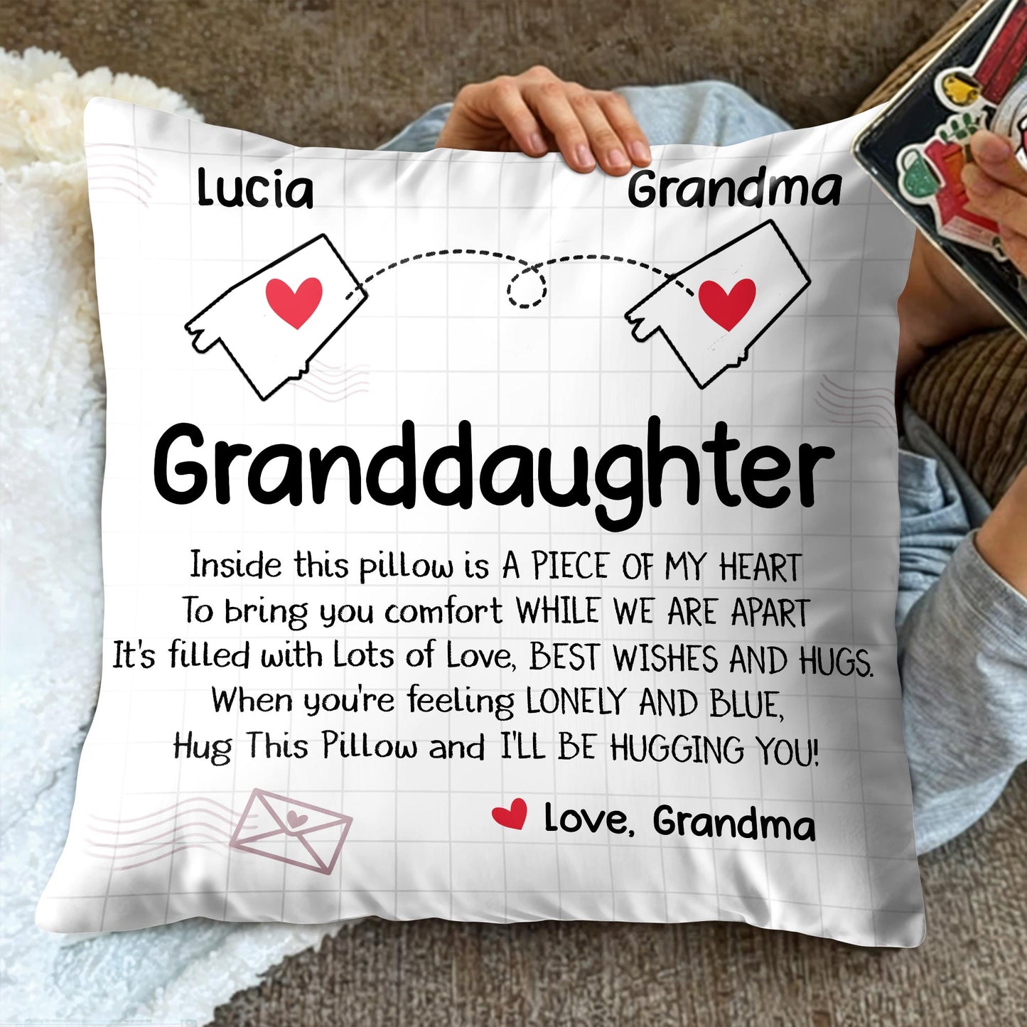 Inside This Pillow Is A Piece Of My Heart, Heart And Envelopes - Personalized Custom Pillow, Insert Included - GDT287_PLW