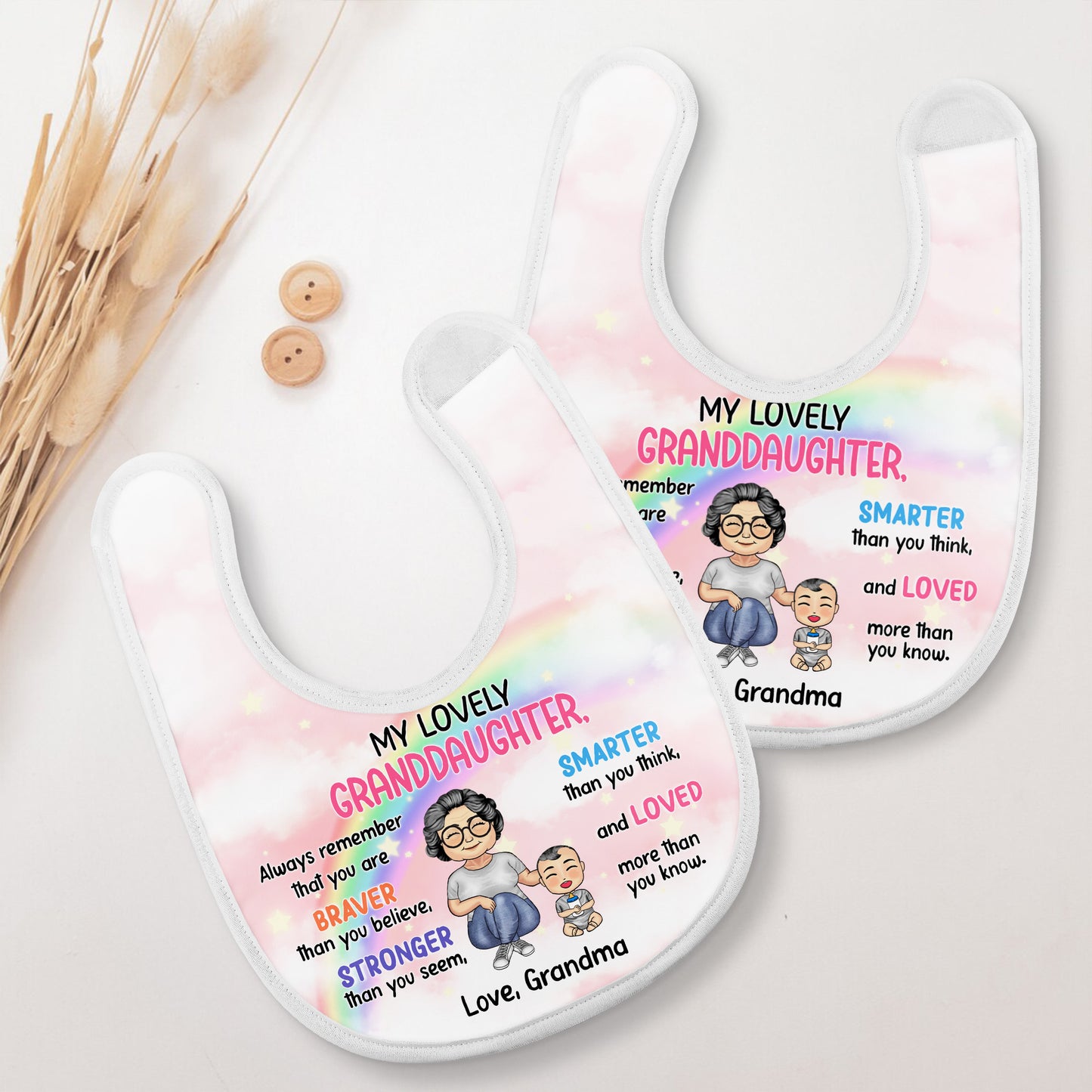 My Lovely Granddaughter, Always Remember That You Are Braver, Cartoon Grandmother and Rainbow