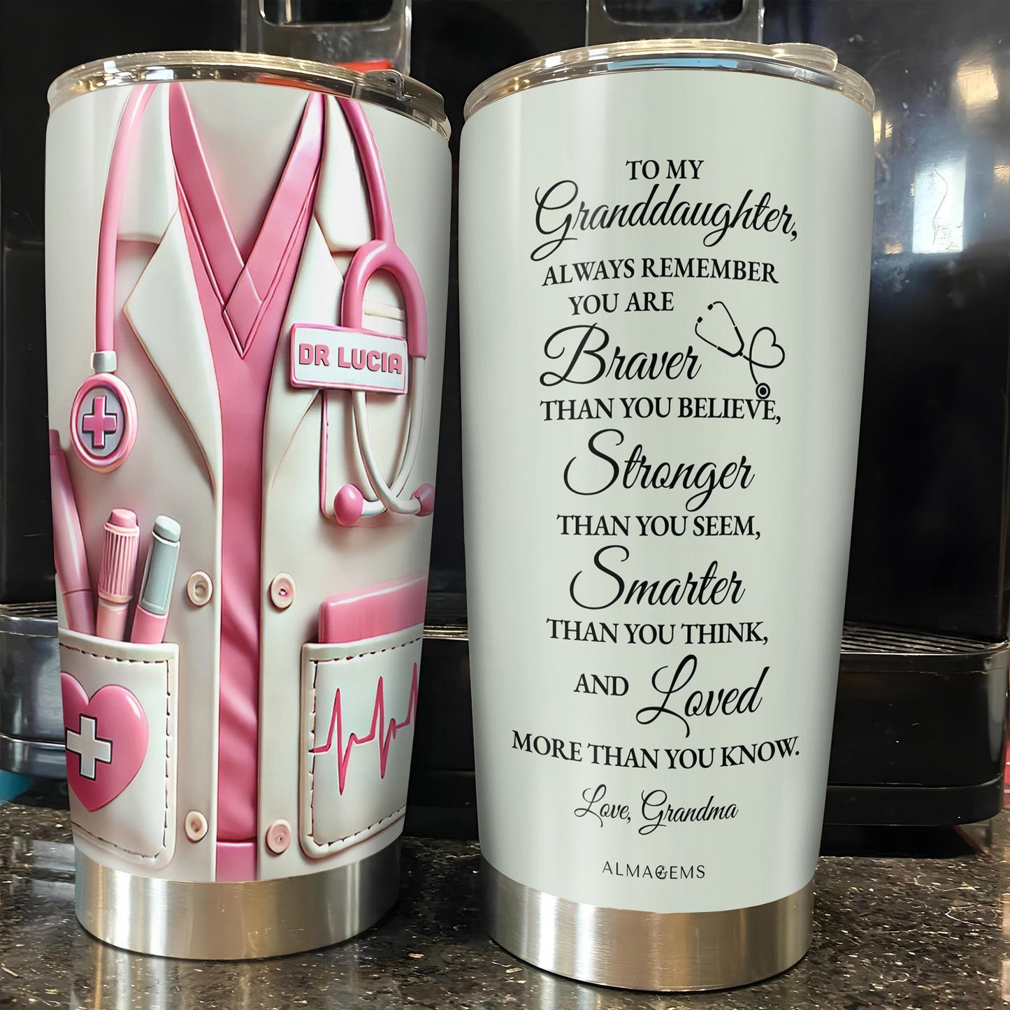 To My Granddaughter, Always Remember You Are Braver Than You Believe, Medical Uniform and Stethoscope