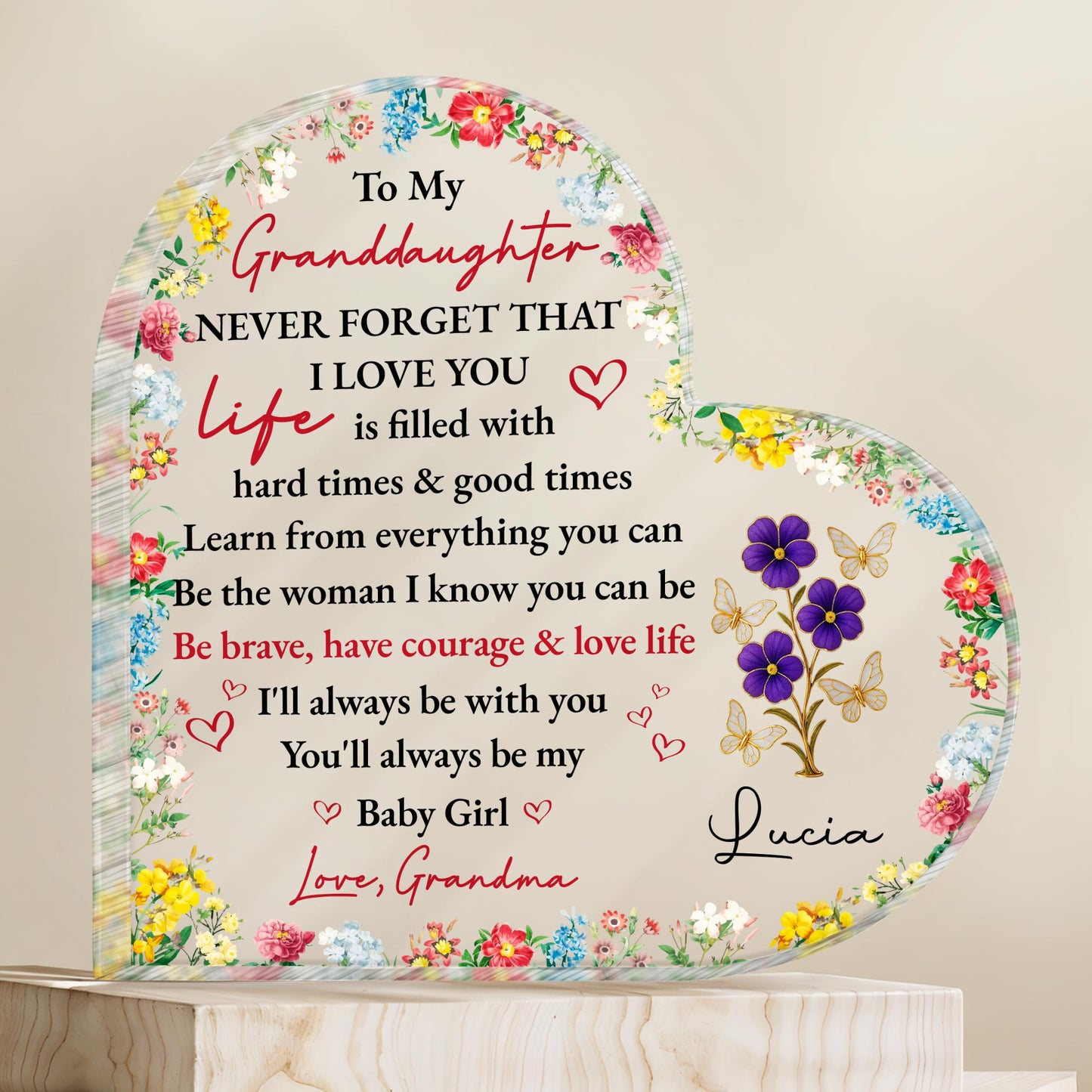 To My Granddaughter Love And Encouragement With Flowers