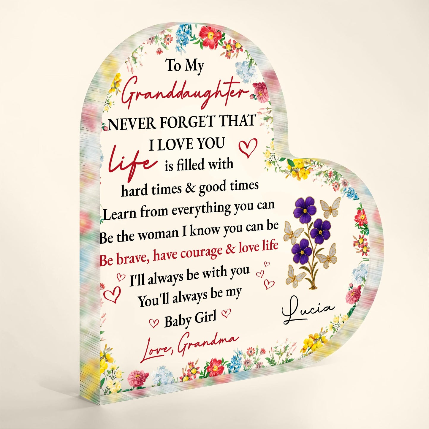 To My Granddaughter Love And Encouragement With Flowers