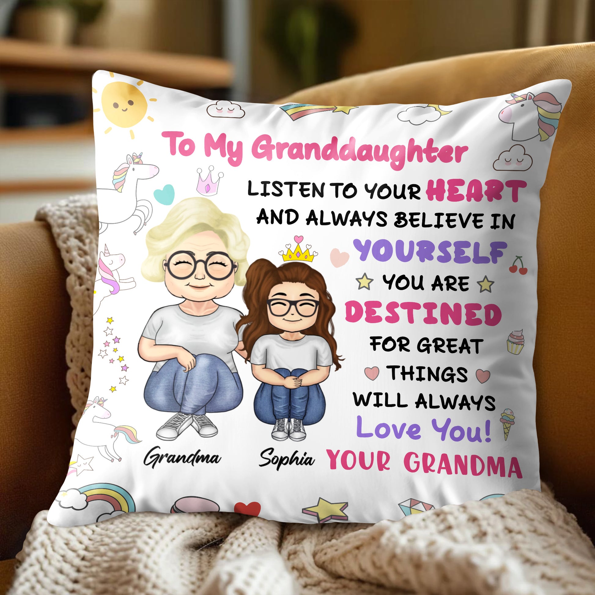 To My Granddaughter, Believe In Yourself, Unicorn And Rainbow