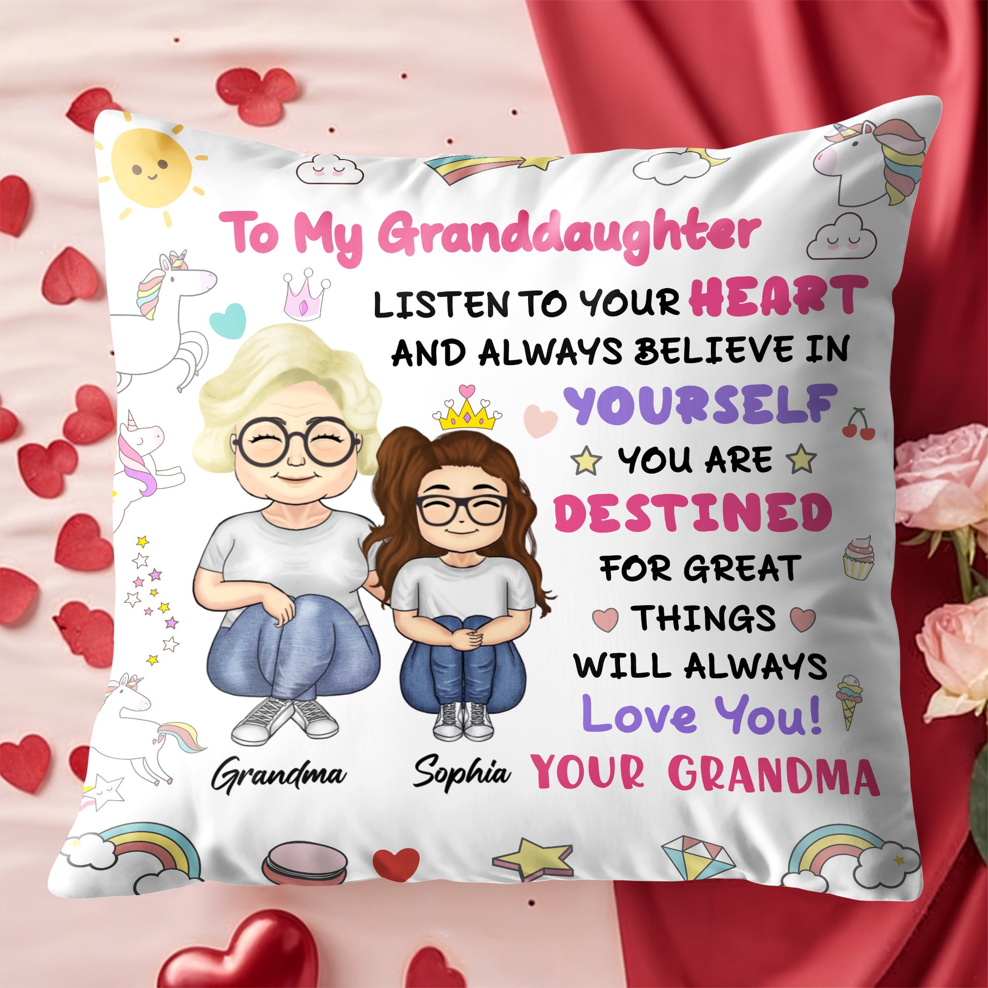 To My Granddaughter, Believe In Yourself, Unicorn And Rainbow