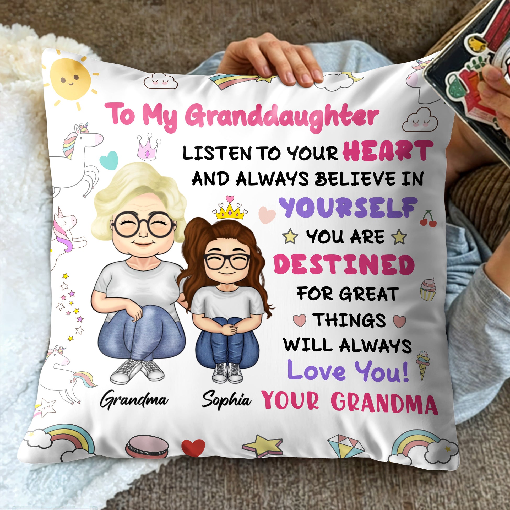 To My Granddaughter, Believe In Yourself, Unicorn And Rainbow