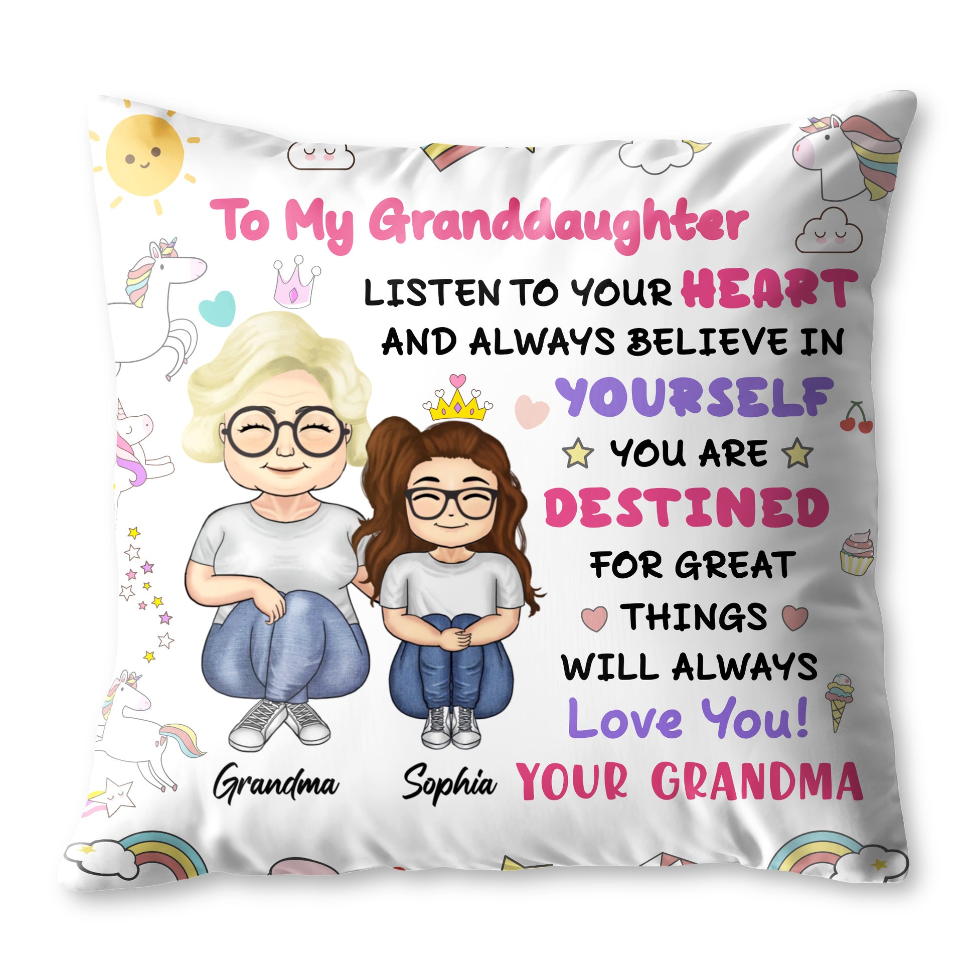 To My Granddaughter, Believe In Yourself, Unicorn And Rainbow