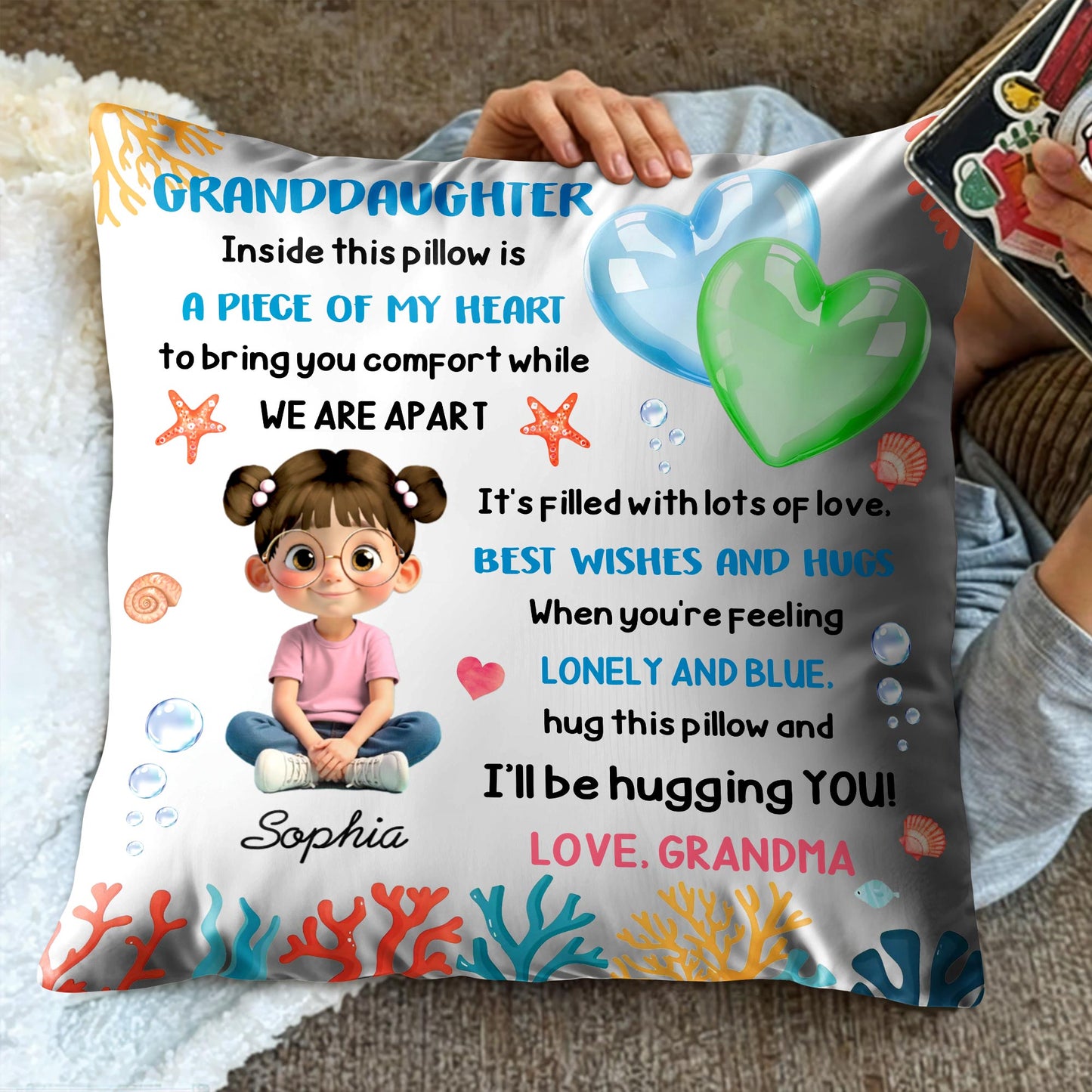 Inside This Pillow Is A Piece of My Heart, Heart, Girl, Coral