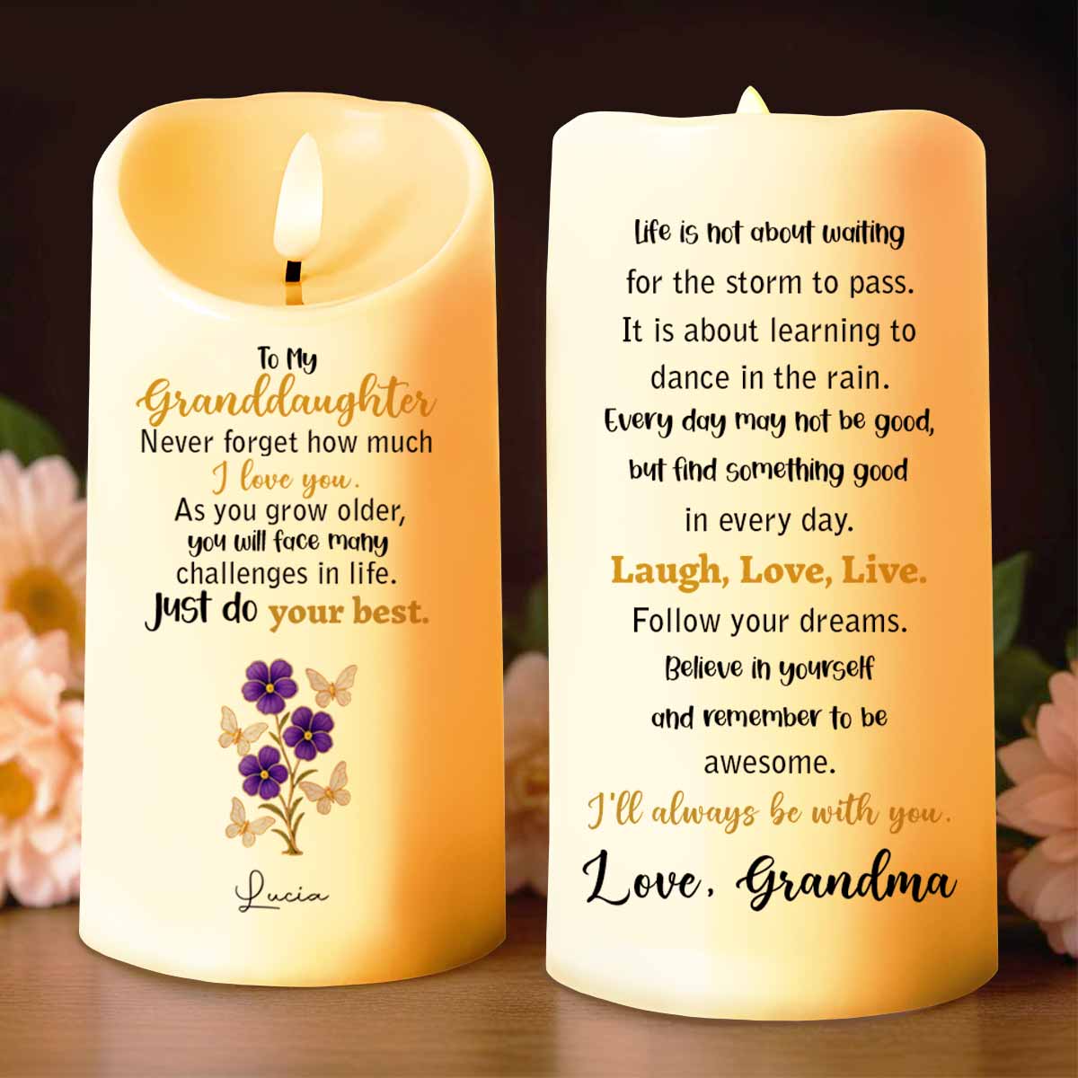 To My Granddaughter, Believe in Yourself, Flowers and Butterfly