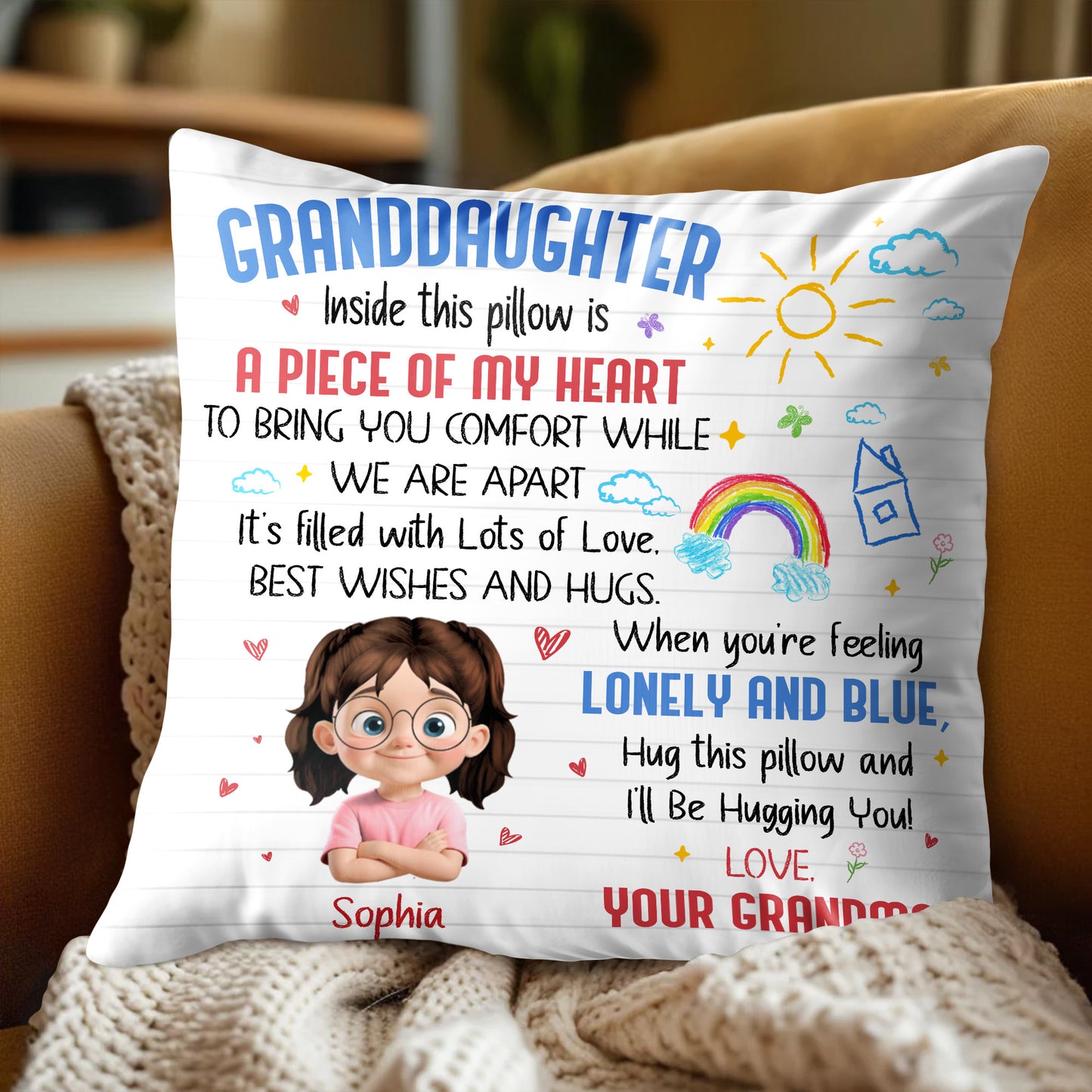 Piece Of My Heart Comfort Pillow With Love and Hugs