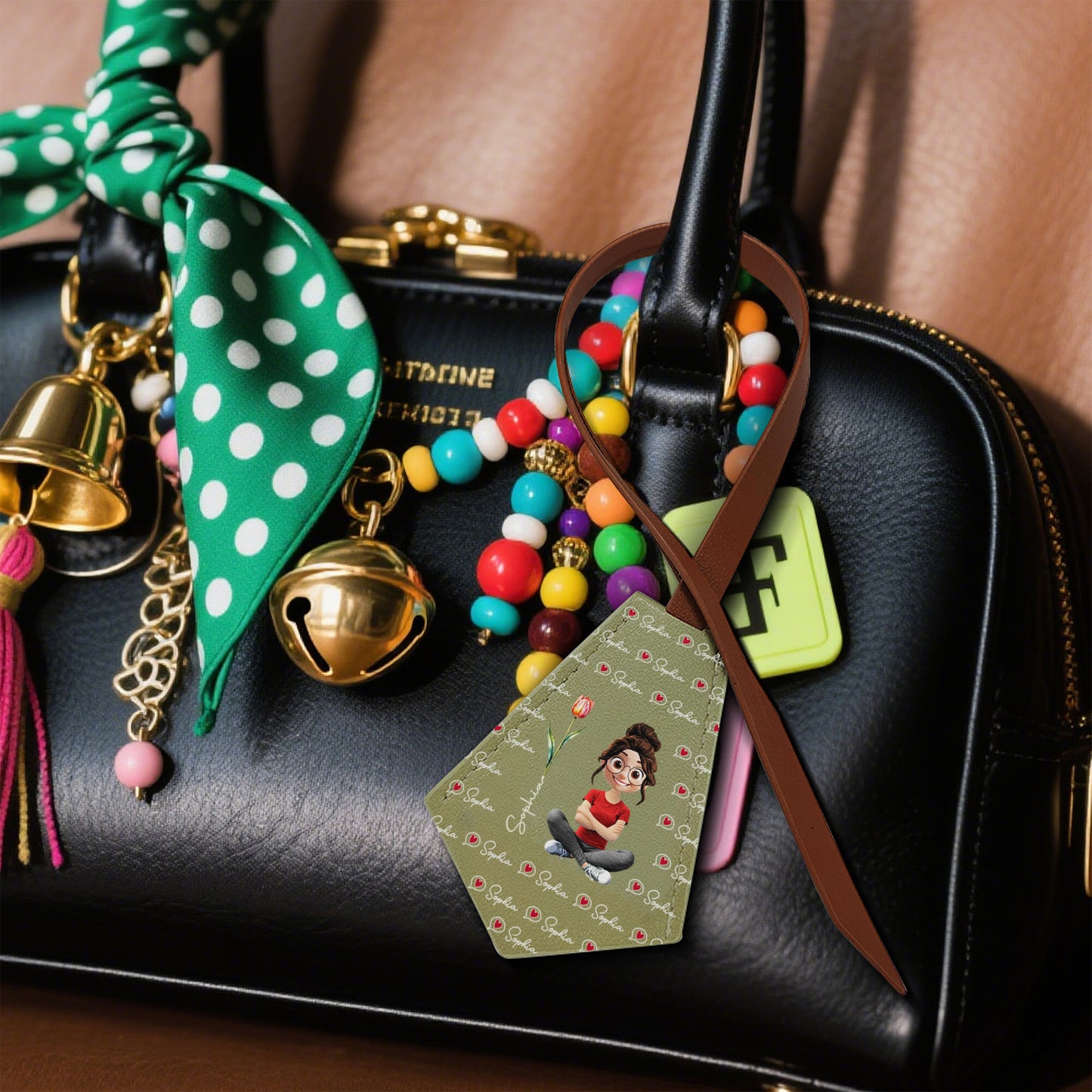 Personalized Tag With Hearts And Tulip