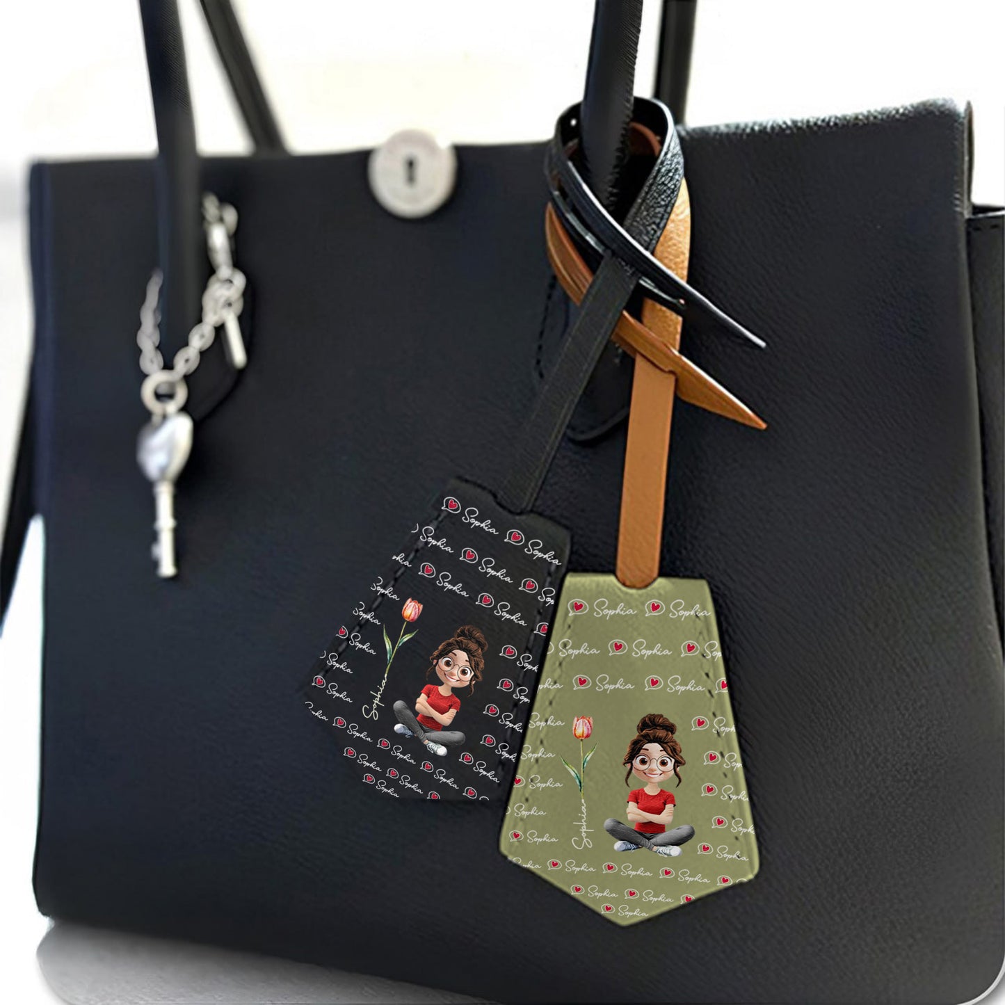 Personalized Tag With Hearts And Tulip