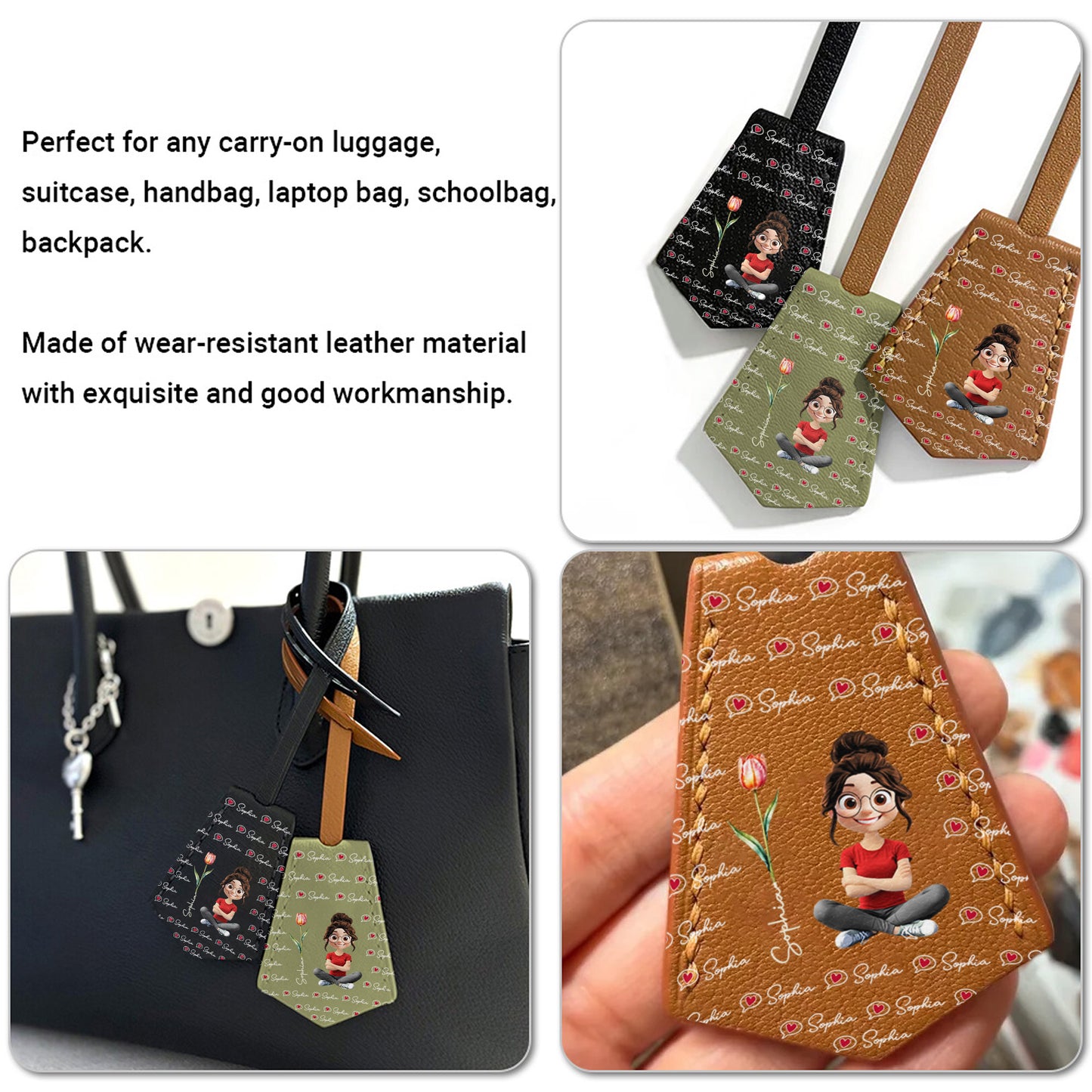 Personalized Tag With Hearts And Tulip