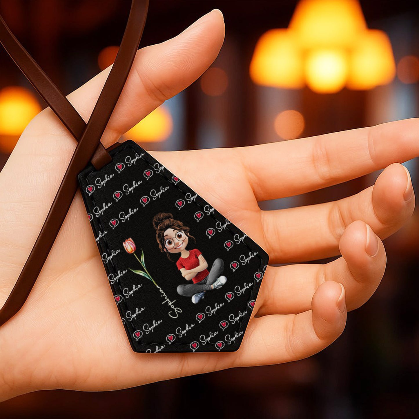Personalized Tag With Hearts And Tulip