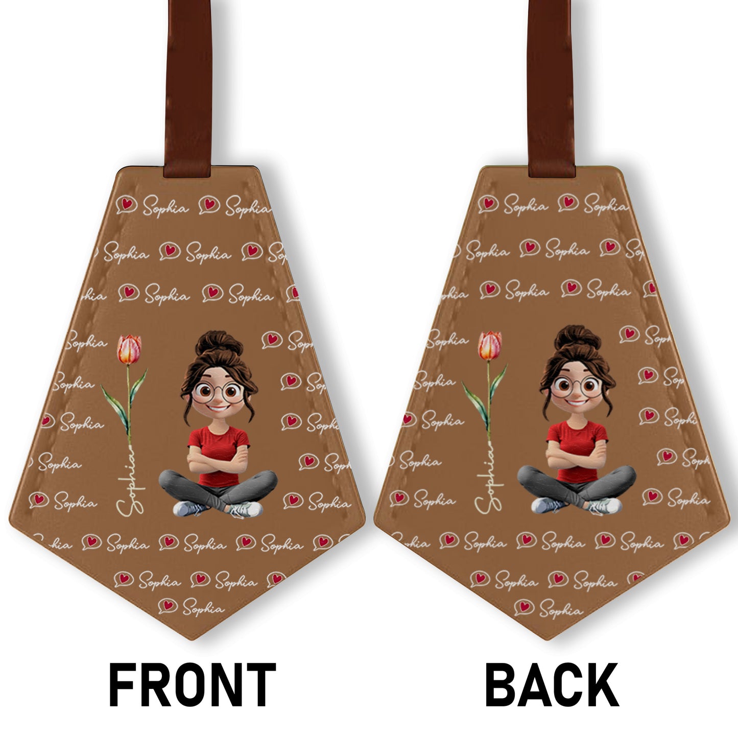 Personalized Tag With Hearts And Tulip