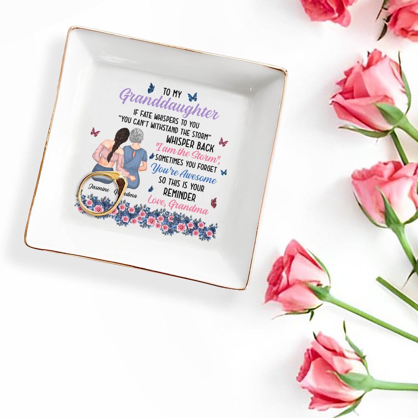 To My Granddaughter, You're Awesome Reminder, Butterflies And Flowers