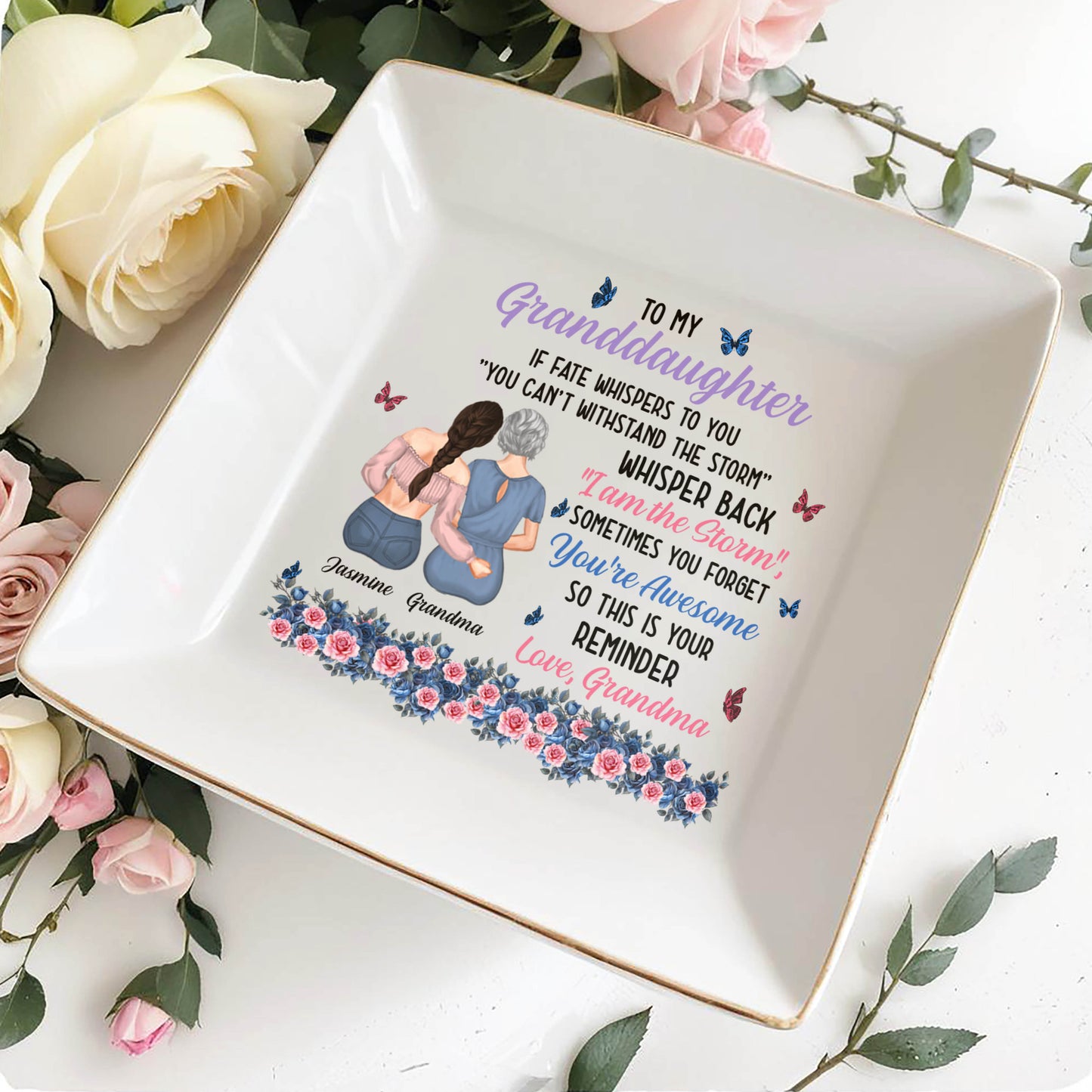To My Granddaughter, You're Awesome Reminder, Butterflies And Flowers