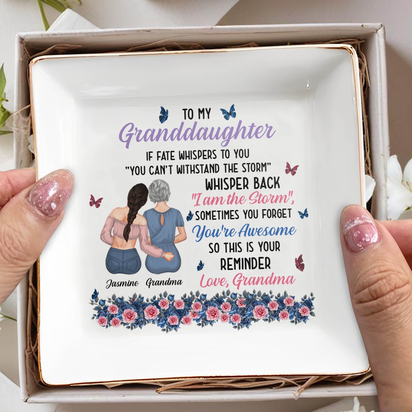 To My Granddaughter, You're Awesome Reminder, Butterflies And Flowers