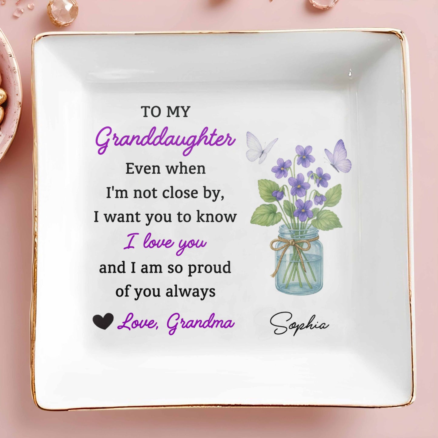 To My Granddaughter, Love And Pride Message, Butterflies And Violets