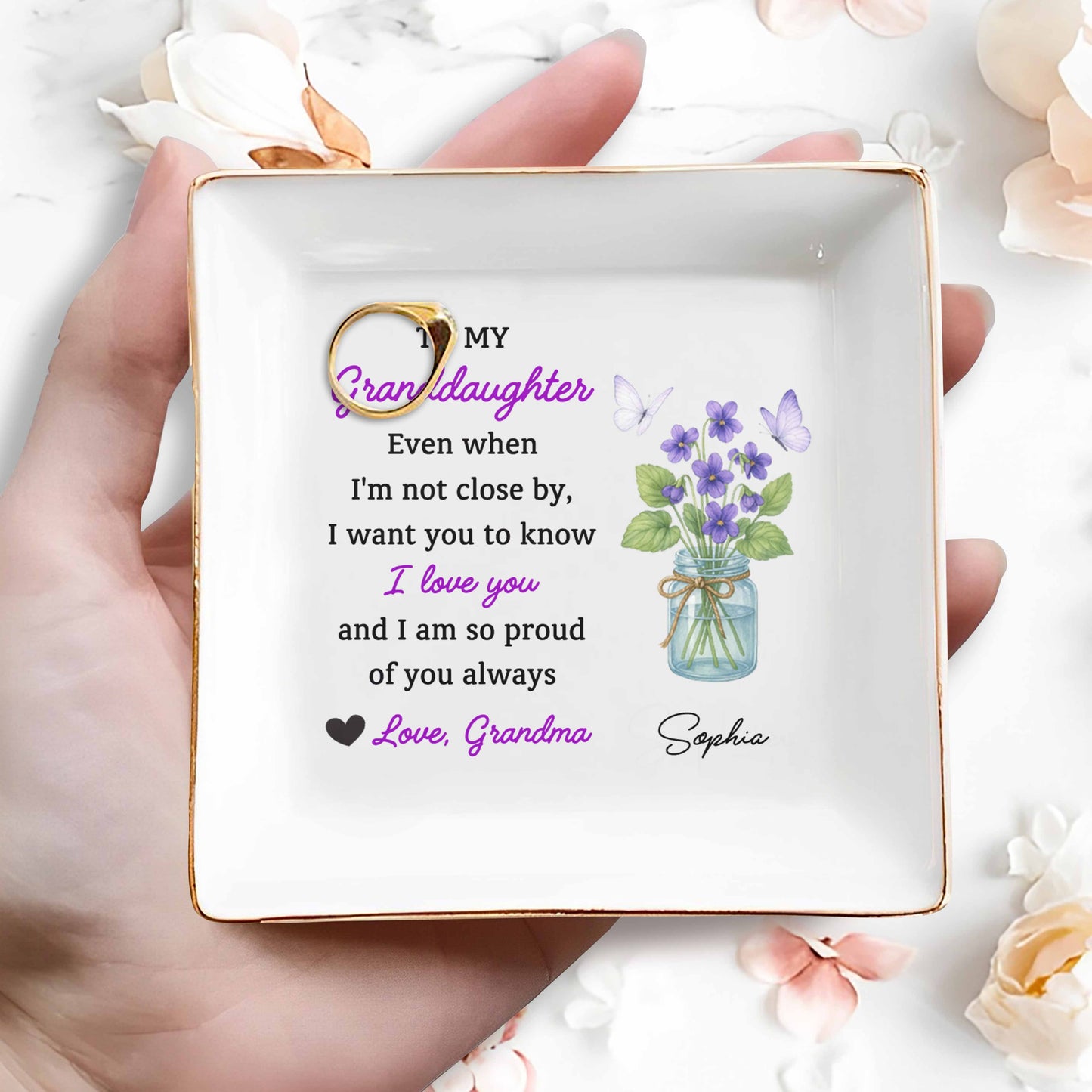 To My Granddaughter, Love And Pride Message, Butterflies And Violets
