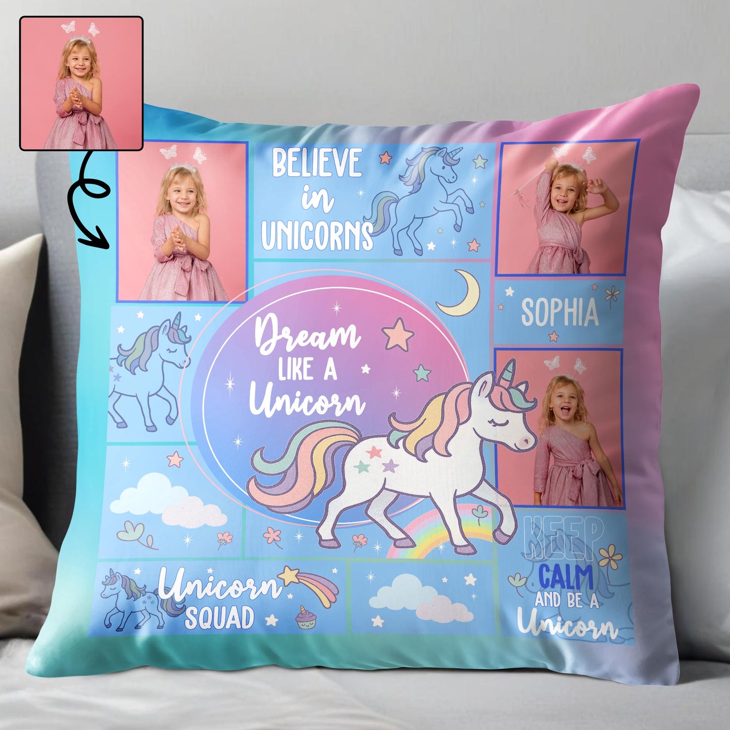 Believe In Unicorns, Dream Like A Unicorn, Custom Pillow