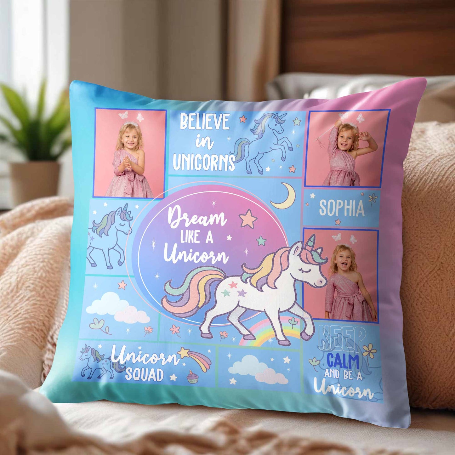 Believe In Unicorns, Dream Like A Unicorn, Custom Pillow
