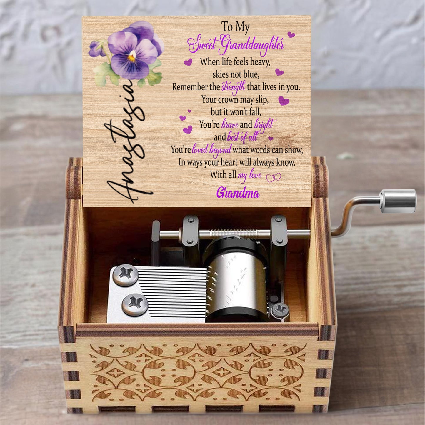 To My Sweet Granddaughter, Flowers And Hearts Design