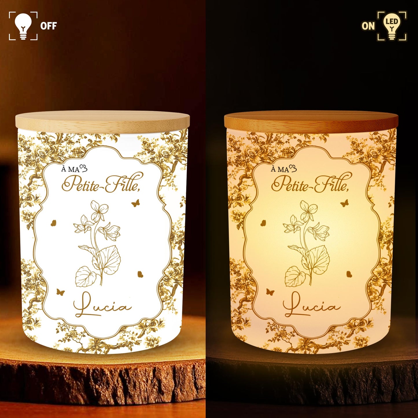 Souvenez-vous toujours que vous êtes plus courageux, motif floral - Pot en verre personnalisé avec LED - GDT347_LEJAR